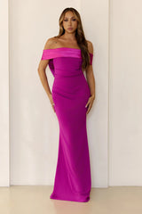 The Sleek Soirée Off Shoulder Maxi Dress Plum