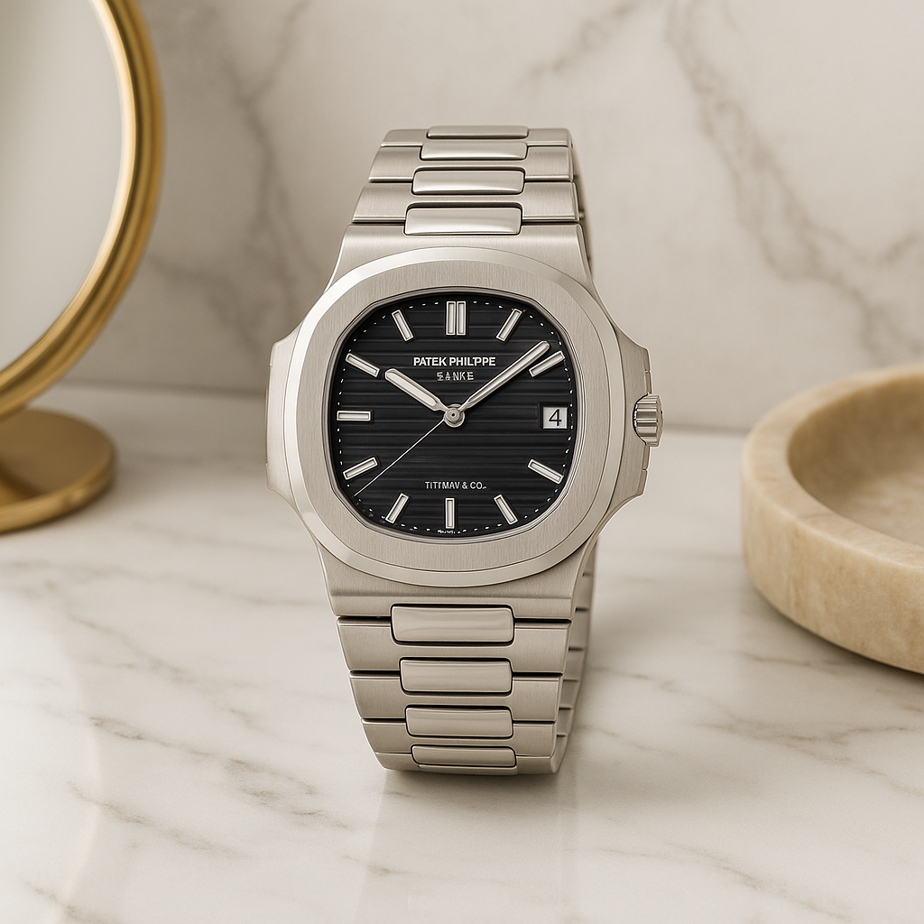 PP Geneve Men's Luxury Watch – Black Dial Stainless Steel