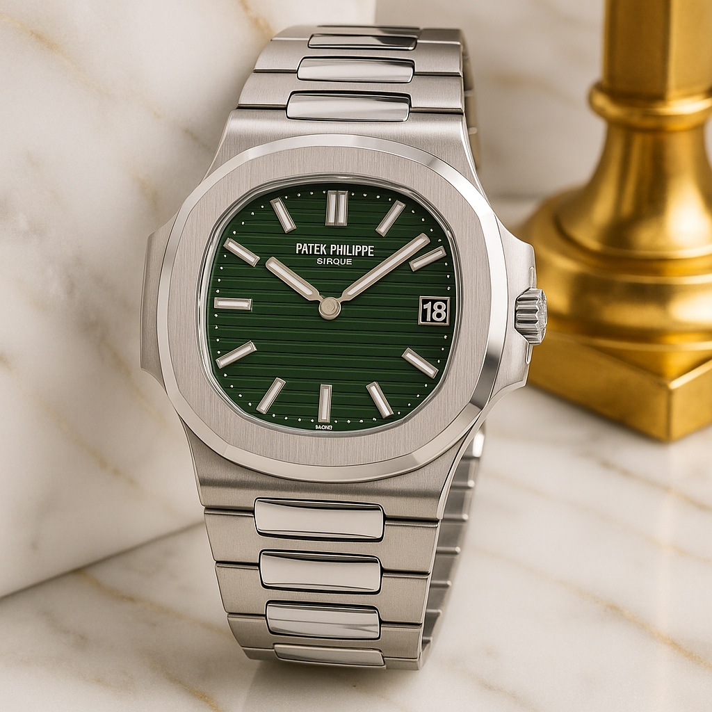 PP Geneve Men's Luxury Watch – Green Dial Stainless Steel