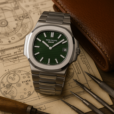 PP Geneve Men's Luxury Watch – Green Dial Stainless Steel