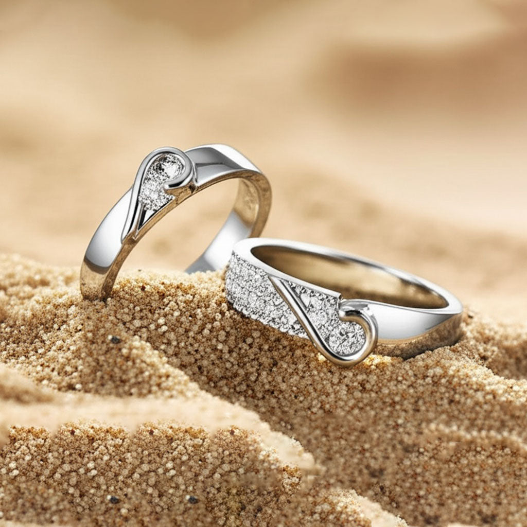 Elegant Adjustable Couple Rings – Heart-Inspired Silver Bands