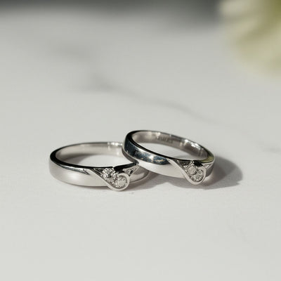 Elegant Adjustable Couple Rings – Heart-Inspired Silver Bands